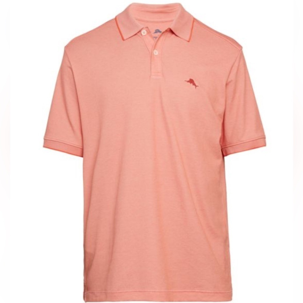 Tommy Bahama Playa To Win Polo Shirt Orange Fusion Marlin Logo Short Sleeve L